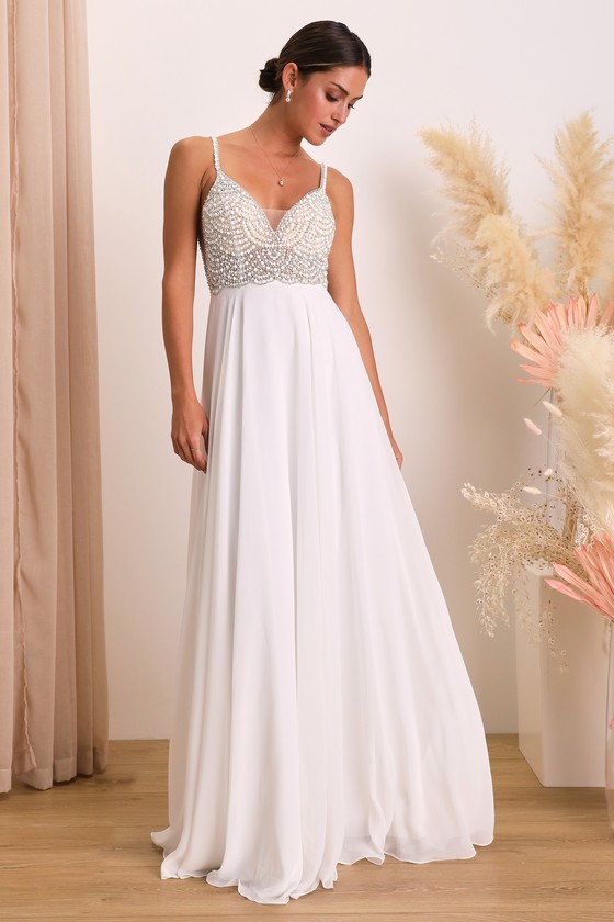 white beaded dress